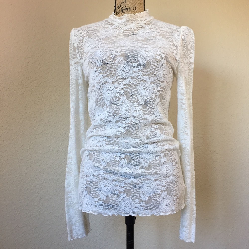 Intimately Free People long sleeve lace top large